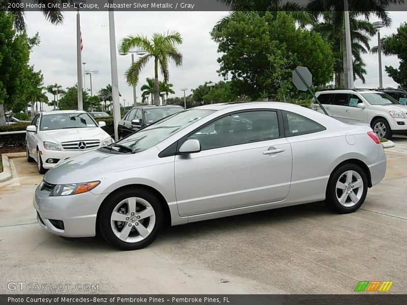 Alabaster Silver Metallic / Gray 2008 Honda Civic EX-L Coupe