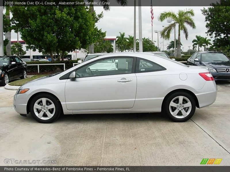 Alabaster Silver Metallic / Gray 2008 Honda Civic EX-L Coupe