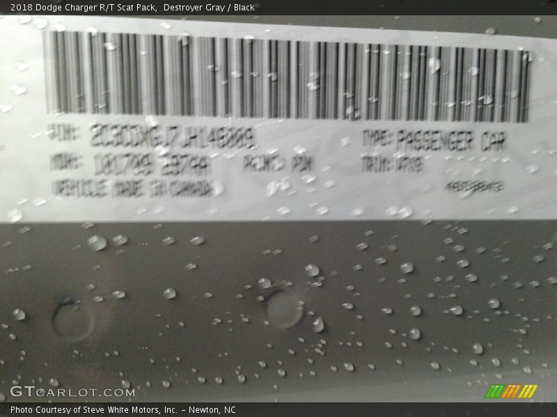 Destroyer Gray / Black 2018 Dodge Charger R/T Scat Pack