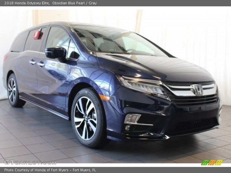 Obsidian Blue Pearl / Gray 2018 Honda Odyssey Elite