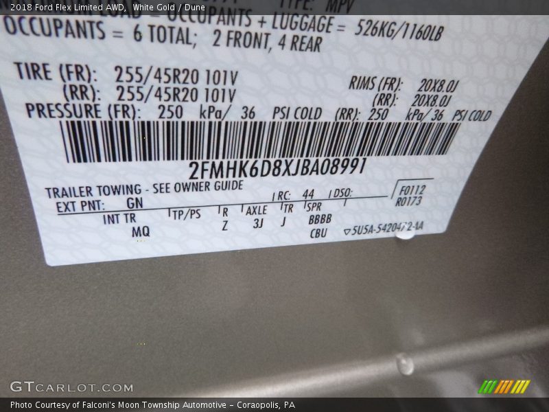 2018 Flex Limited AWD White Gold Color Code GN