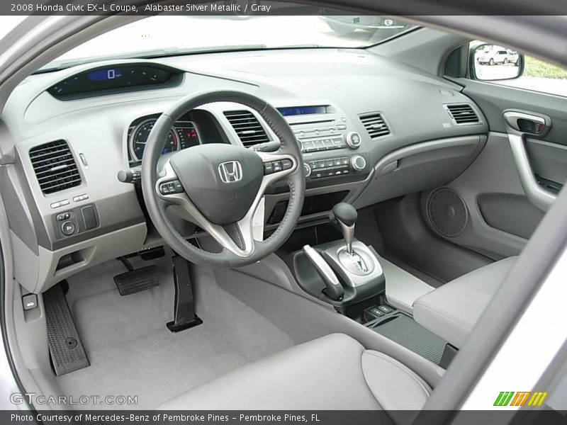 Alabaster Silver Metallic / Gray 2008 Honda Civic EX-L Coupe