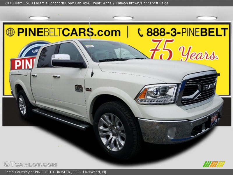 Pearl White / Canyon Brown/Light Frost Beige 2018 Ram 1500 Laramie Longhorn Crew Cab 4x4