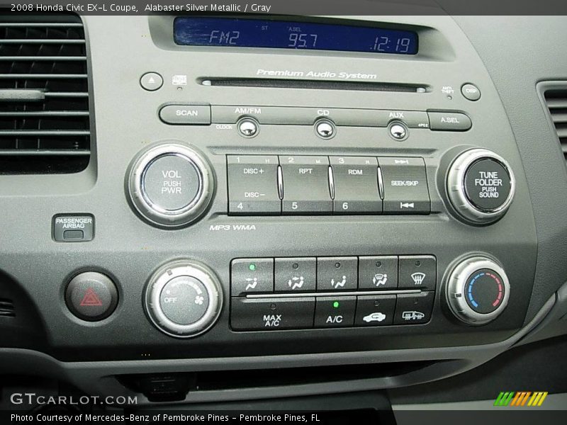 Alabaster Silver Metallic / Gray 2008 Honda Civic EX-L Coupe