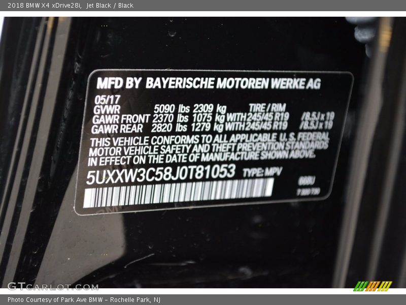 Jet Black / Black 2018 BMW X4 xDrive28i