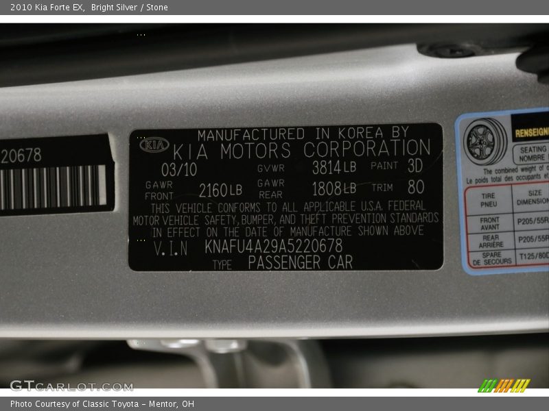 Bright Silver / Stone 2010 Kia Forte EX