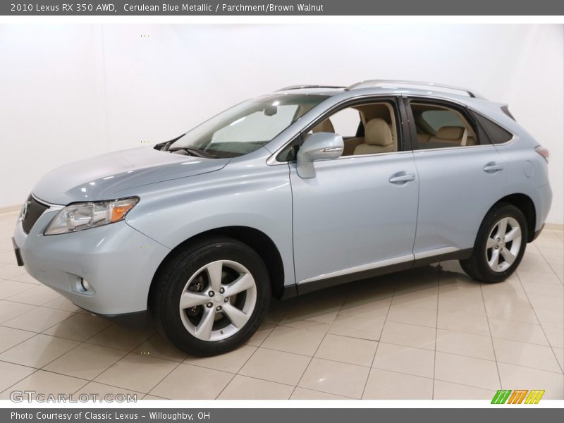 Cerulean Blue Metallic / Parchment/Brown Walnut 2010 Lexus RX 350 AWD