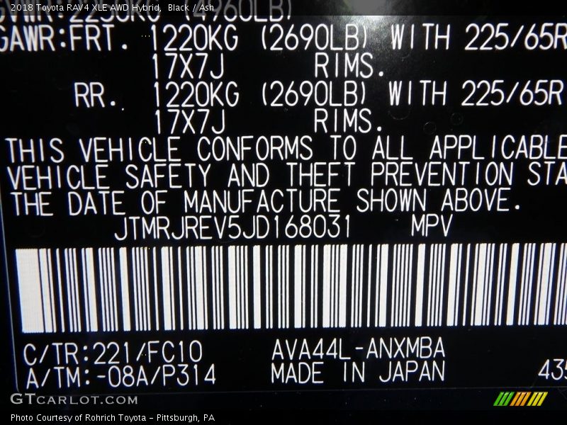 Black / Ash 2018 Toyota RAV4 XLE AWD Hybrid