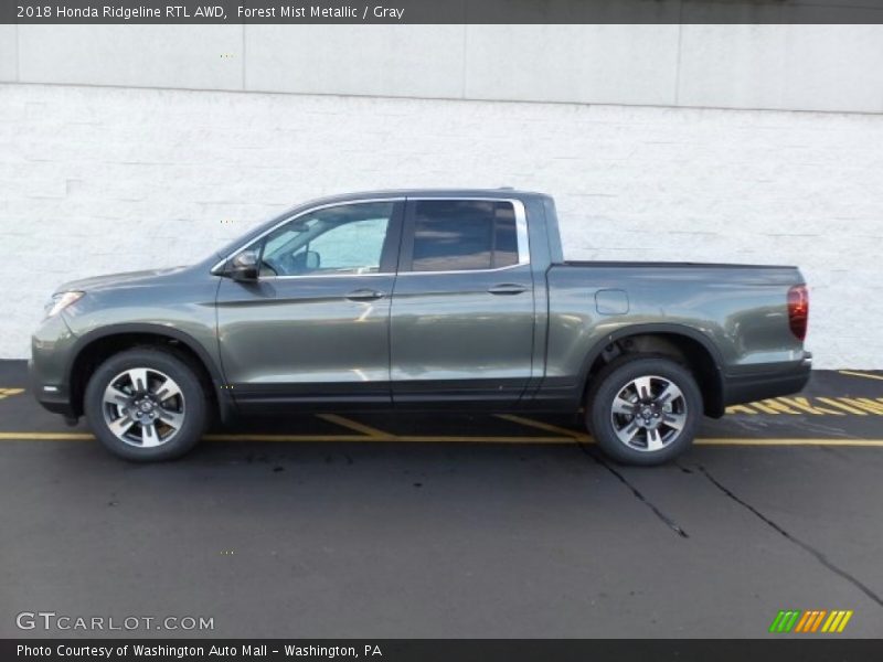 Forest Mist Metallic / Gray 2018 Honda Ridgeline RTL AWD