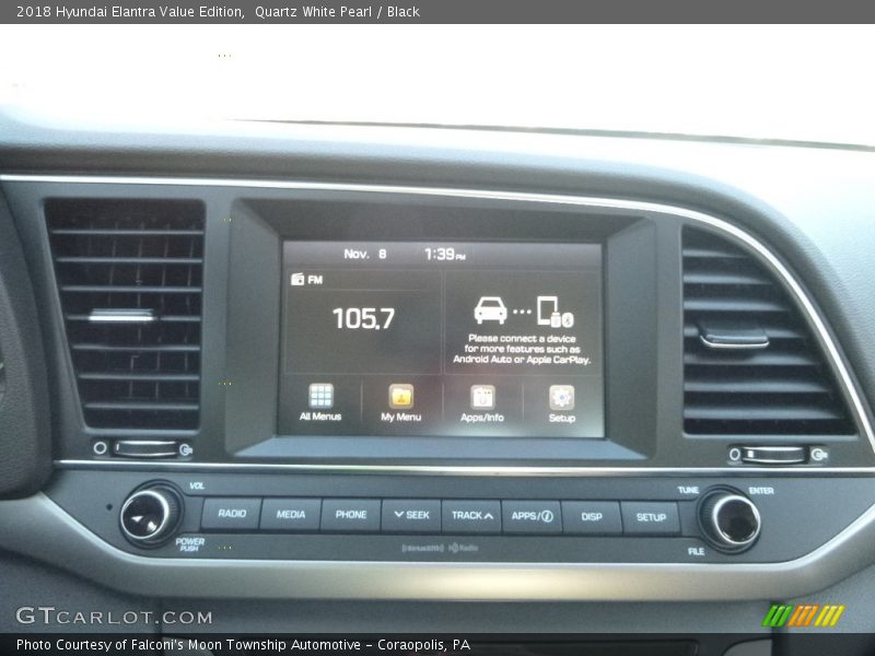 Quartz White Pearl / Black 2018 Hyundai Elantra Value Edition