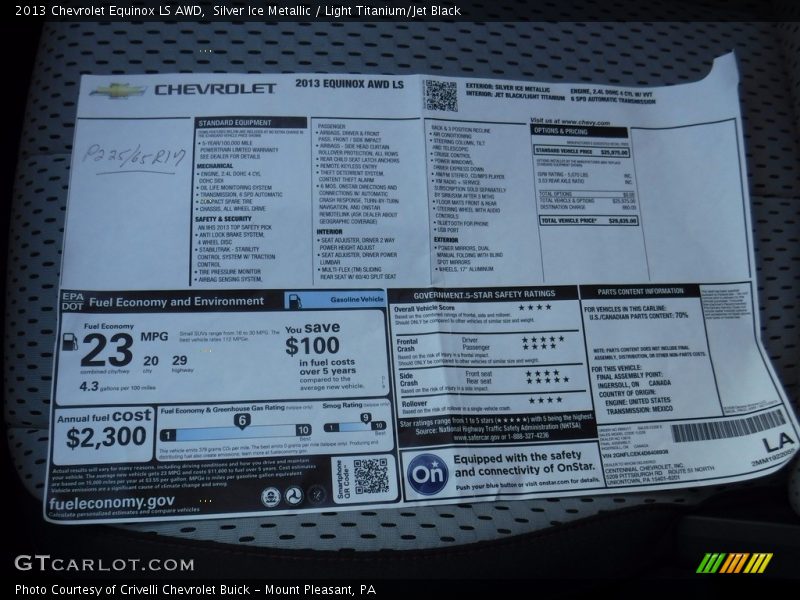 Silver Ice Metallic / Light Titanium/Jet Black 2013 Chevrolet Equinox LS AWD