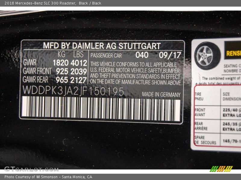 Black / Black 2018 Mercedes-Benz SLC 300 Roadster