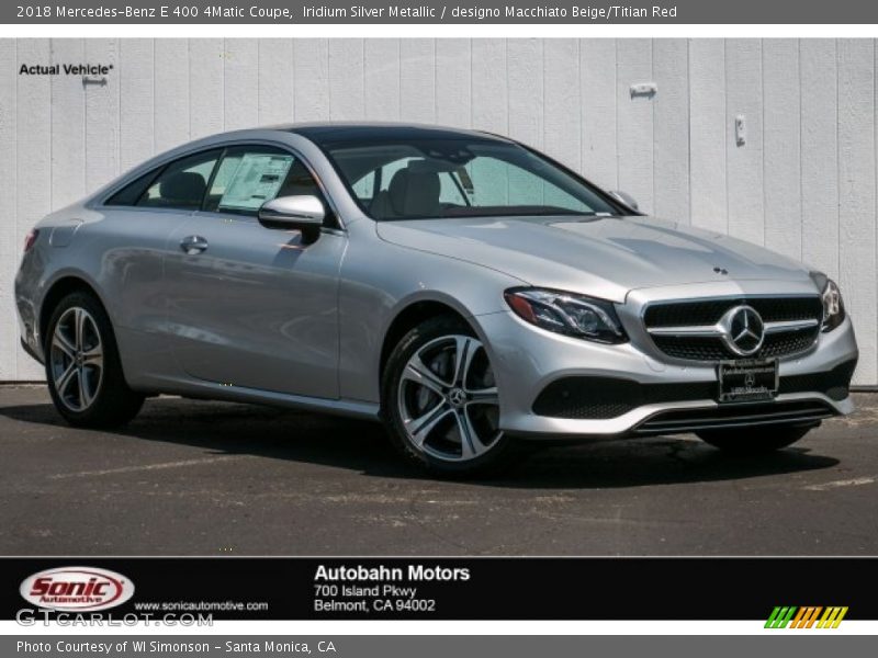 Iridium Silver Metallic / designo Macchiato Beige/Titian Red 2018 Mercedes-Benz E 400 4Matic Coupe