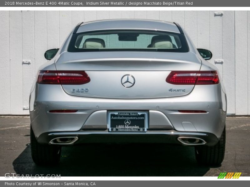 Iridium Silver Metallic / designo Macchiato Beige/Titian Red 2018 Mercedes-Benz E 400 4Matic Coupe