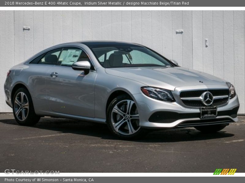 Iridium Silver Metallic / designo Macchiato Beige/Titian Red 2018 Mercedes-Benz E 400 4Matic Coupe