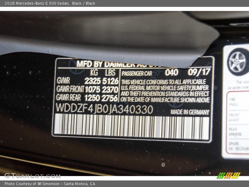 Black / Black 2018 Mercedes-Benz E 300 Sedan