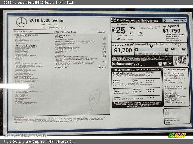 Black / Black 2018 Mercedes-Benz E 300 Sedan