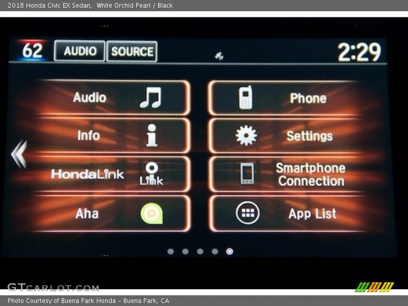 White Orchid Pearl / Black 2018 Honda Civic EX Sedan