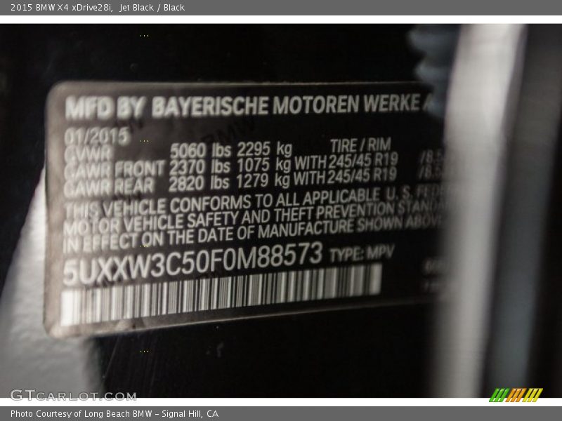 Jet Black / Black 2015 BMW X4 xDrive28i