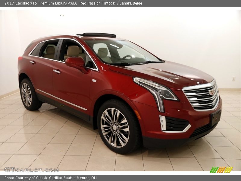 Red Passion Tintcoat / Sahara Beige 2017 Cadillac XT5 Premium Luxury AWD