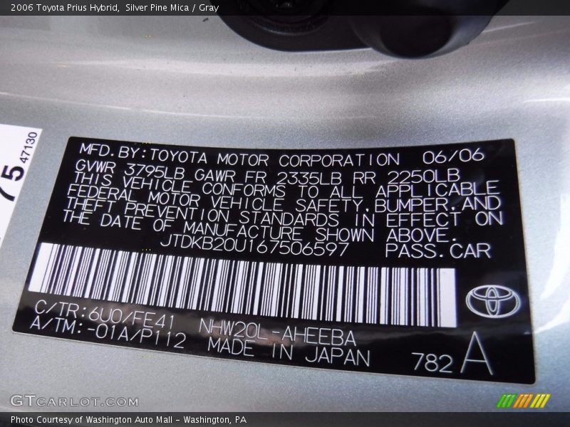 Silver Pine Mica / Gray 2006 Toyota Prius Hybrid