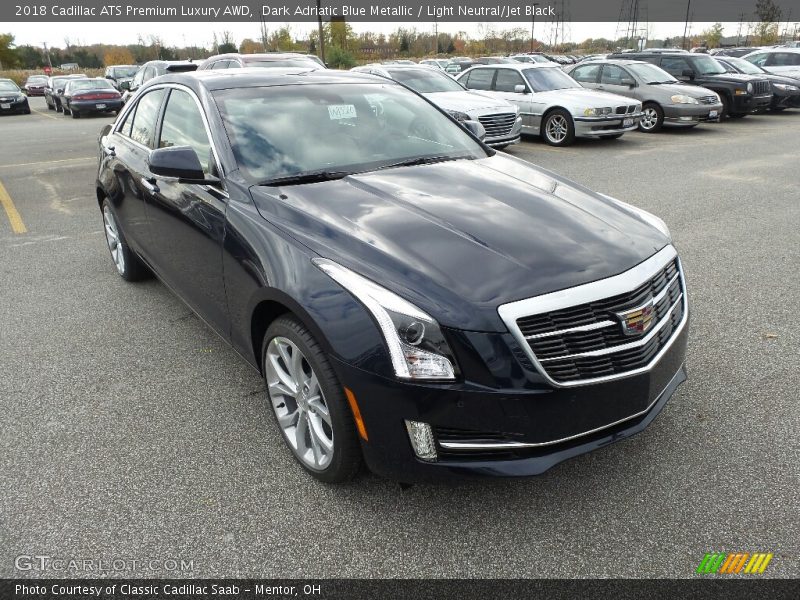 Dark Adriatic Blue Metallic / Light Neutral/Jet Black 2018 Cadillac ATS Premium Luxury AWD