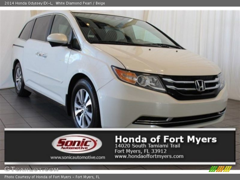 White Diamond Pearl / Beige 2014 Honda Odyssey EX-L