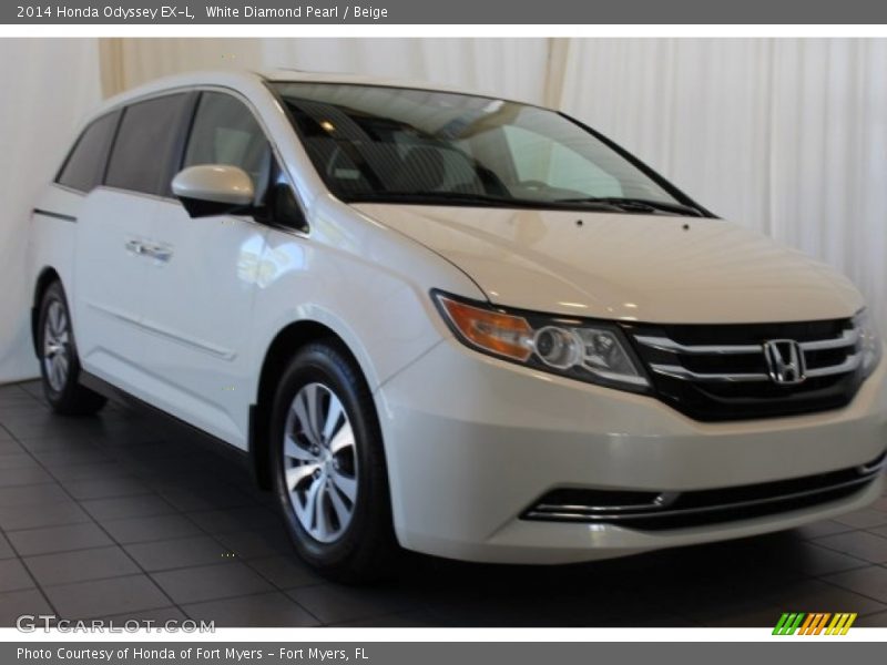 White Diamond Pearl / Beige 2014 Honda Odyssey EX-L