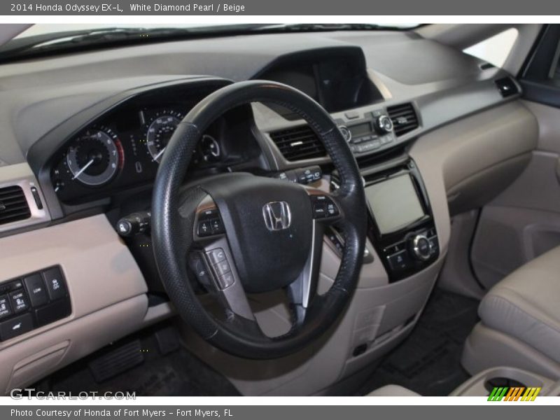 White Diamond Pearl / Beige 2014 Honda Odyssey EX-L