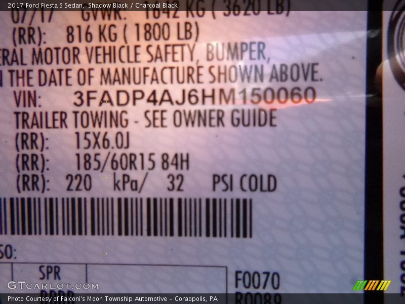 Shadow Black / Charcoal Black 2017 Ford Fiesta S Sedan