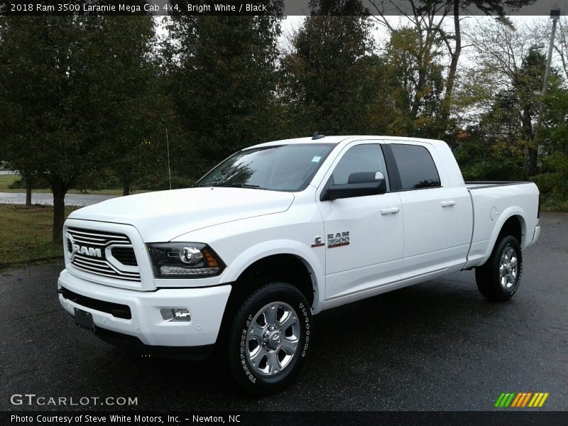 Bright White / Black 2018 Ram 3500 Laramie Mega Cab 4x4