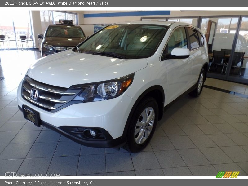 White Diamond Pearl / Beige 2012 Honda CR-V EX 4WD