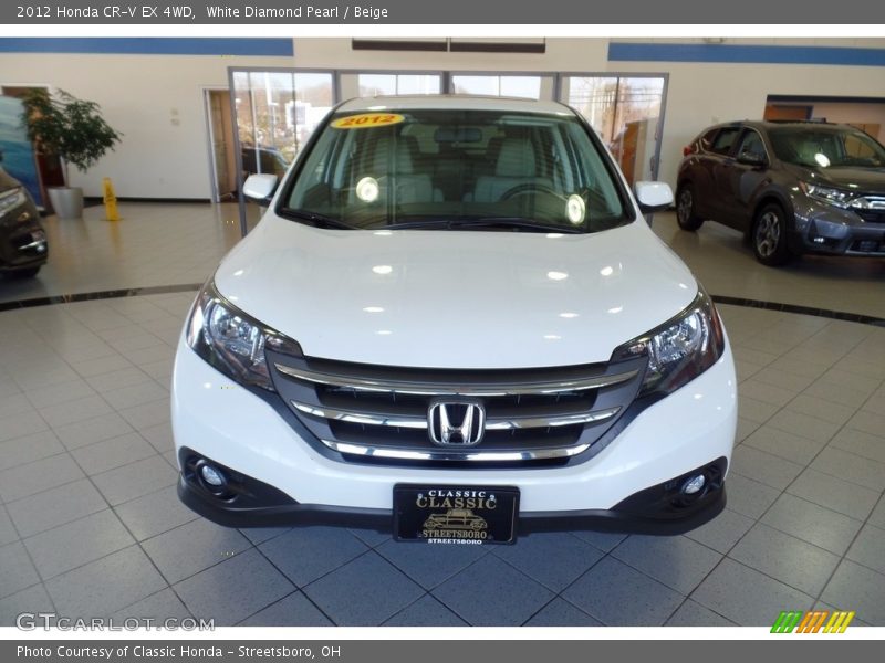 White Diamond Pearl / Beige 2012 Honda CR-V EX 4WD