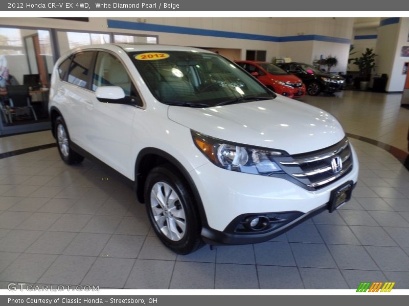White Diamond Pearl / Beige 2012 Honda CR-V EX 4WD