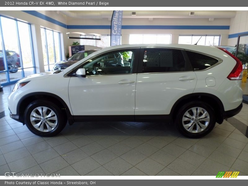White Diamond Pearl / Beige 2012 Honda CR-V EX 4WD