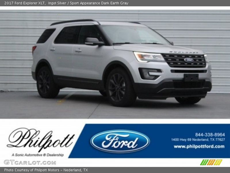 Ingot Silver / Sport Appearance Dark Earth Gray 2017 Ford Explorer XLT