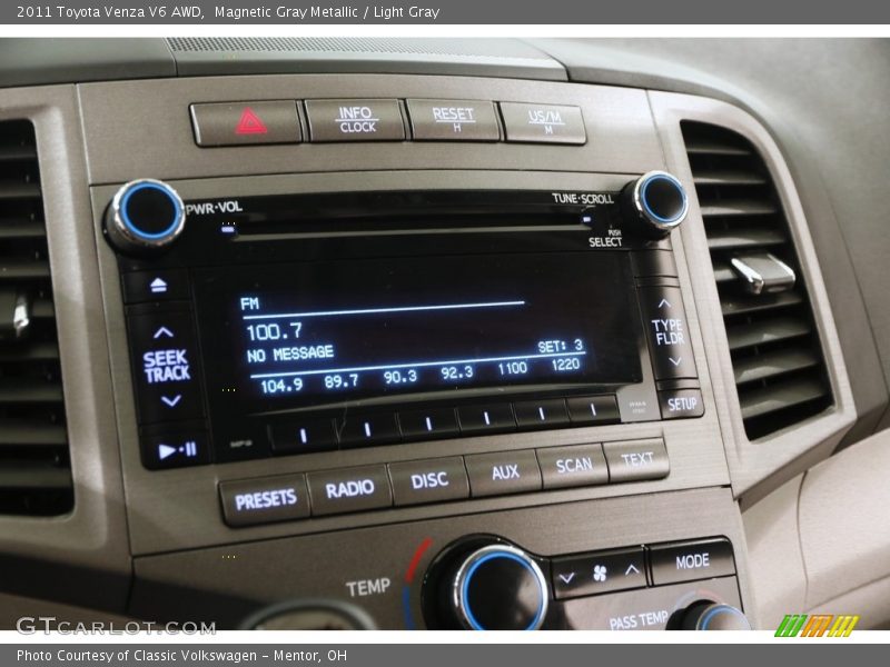 Magnetic Gray Metallic / Light Gray 2011 Toyota Venza V6 AWD