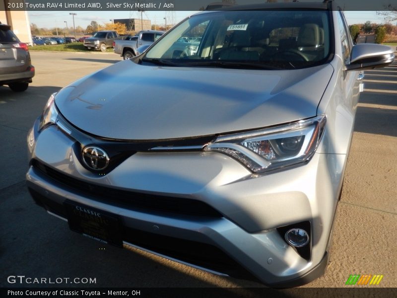 Silver Sky Metallic / Ash 2018 Toyota RAV4 Limited AWD