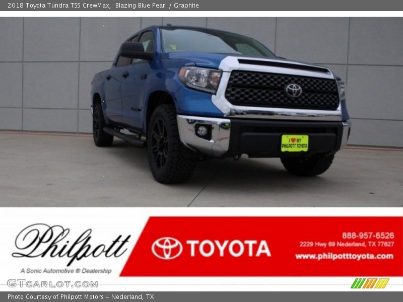 Blazing Blue Pearl / Graphite 2018 Toyota Tundra TSS CrewMax
