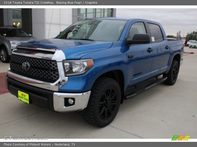 Blazing Blue Pearl / Graphite 2018 Toyota Tundra TSS CrewMax