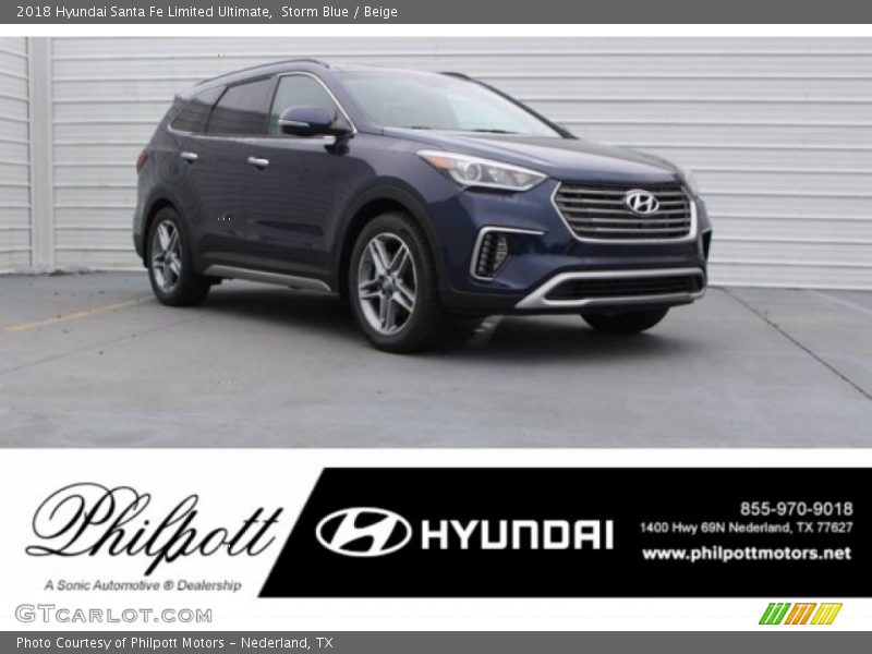 Storm Blue / Beige 2018 Hyundai Santa Fe Limited Ultimate