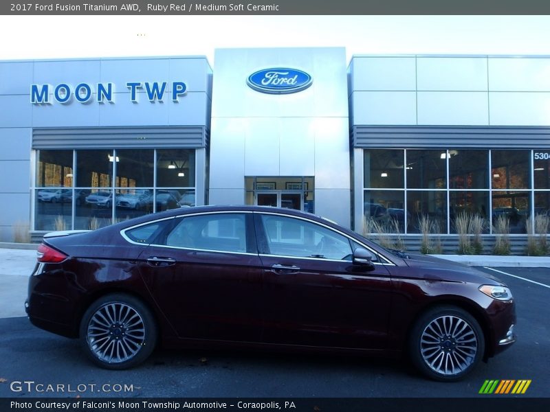 Ruby Red / Medium Soft Ceramic 2017 Ford Fusion Titanium AWD