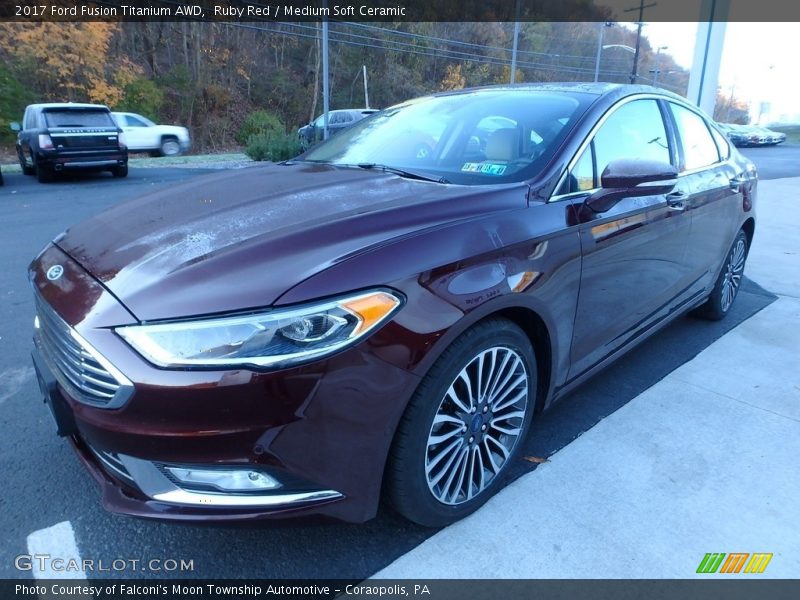 Ruby Red / Medium Soft Ceramic 2017 Ford Fusion Titanium AWD