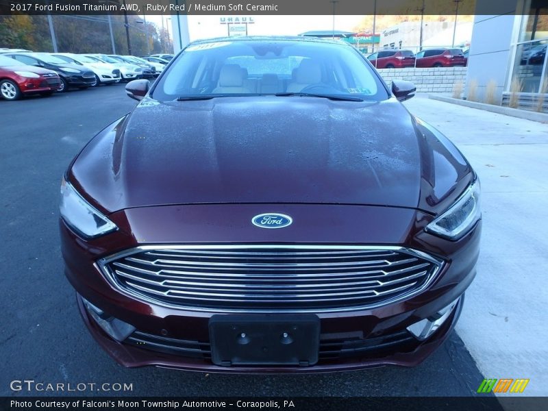 Ruby Red / Medium Soft Ceramic 2017 Ford Fusion Titanium AWD