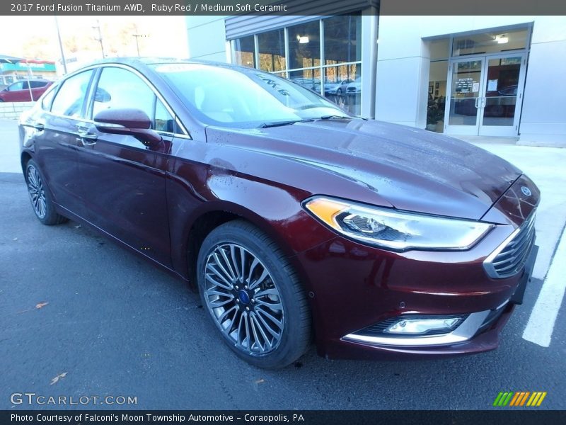 Ruby Red / Medium Soft Ceramic 2017 Ford Fusion Titanium AWD