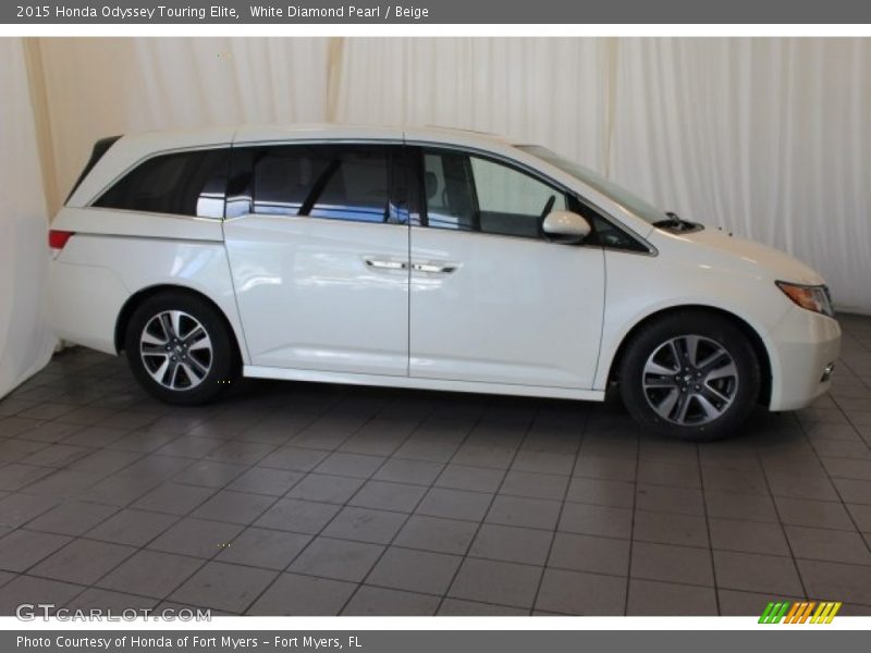 White Diamond Pearl / Beige 2015 Honda Odyssey Touring Elite