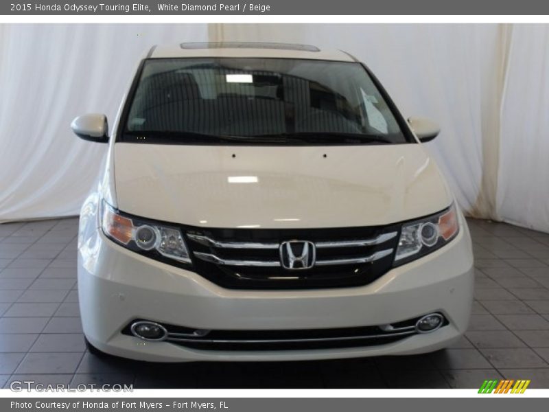 White Diamond Pearl / Beige 2015 Honda Odyssey Touring Elite