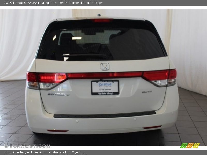 White Diamond Pearl / Beige 2015 Honda Odyssey Touring Elite