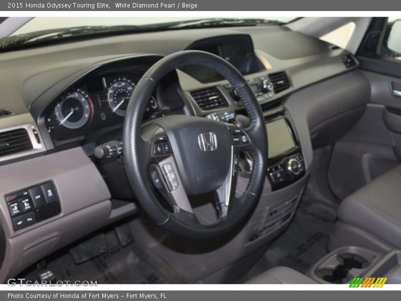 White Diamond Pearl / Beige 2015 Honda Odyssey Touring Elite