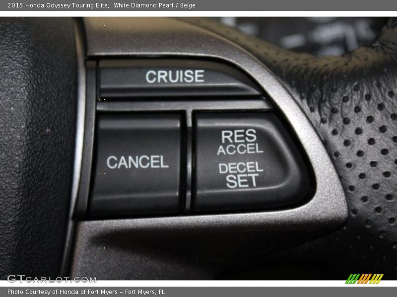 White Diamond Pearl / Beige 2015 Honda Odyssey Touring Elite